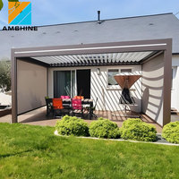 Pérgola de Aluminio para Exteriores con Techo de Láminas Eléctricas para un Espacio de Entretenimiento Moderno en el Patio Trasero