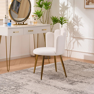 Sillón de Salón Moderno y Lujoso, Respaldo de Terciopelo Blanco, Patas Doradas, Muebles de Recepción para Peluquería, Venta al Por Mayor OEM - Product Image 2