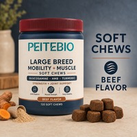 Friandises à mâcher souples pour chiens de grande race avec glucosamine HMB et curcuma pour la force musculaire, le soutien articulaire et la mobilité, 120 unités