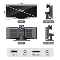 Carplay 4K 1080P Caméra de recul 10.26 pouces pour tableau de bord Écran tactile portable Récepteur audio pour radio de voiture