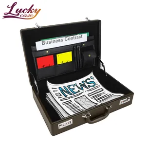 Professional PU Briefcase for Laptop Portable Dark Brown Briefcase Hard Case
