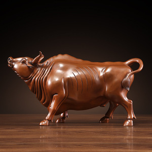 Adorno de Cinco Bueyes en Bronce Púrpura, Diseño Tradicional de Cobre para Sala de Estar, Decoración de Año Nuevo Chino - Product Image 2