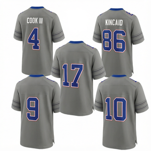 เสื้อฟุตบอลอเมริกัน Buffalo สำหรับผู้ชายแบบขายส่ง รุ่นใหม่ หมายเลข 17 อัลเลน 4 คุก 10 ชาคีร์ 86 คินเคด 0 โคลแมน แบบเย็บปักถักร้อย 100% - Product Image 1