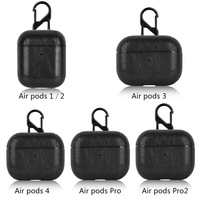 Étui en cuir sans fil pour écouteurs 4 3 2 Pro 2 3, étui de protection pour écouteurs Pro 3 2 en similicuir fait main couleur unie