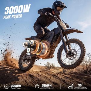 มอเตอร์ไซค์วิบาก 1500W 48V 21AH ความเร็ว 55 กม./ชม. เบรกน้ำมันหน้า-หลัง ไฟ LED ขับขี่สบาย คลังสินค้าในสหรัฐอเมริกา - Product Image 3