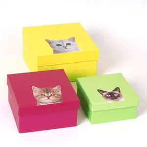 Màu Hồng Dễ Thương Cat Dog Thiết Kế Tùy Chỉnh Logo Riêng Boite Cadeau Personnalisable Cajitas De Carton Animal Pet Giấy Hộp Quà Tặng Bao Bì