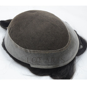 Parrucchino da <span class=keywords><strong>Uomo</strong></span> in <span class=keywords><strong>Capelli</strong></span> Umani Indiani Remy con Base in Pizzo e Bordo in PU - Colore Nero, Densità 130% - Product Image 2