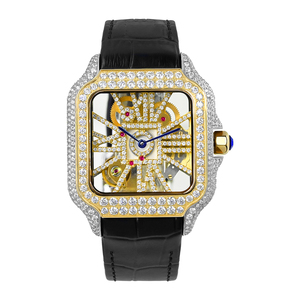Reloj de Pulsera Cuadrado de Lujo con Esfera de Moissanita VVS, Movimiento Ronda 1042, Reloj Esqueleto Resistente al Agua con Cristal de Zafiro - Product Image 1