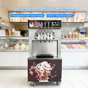Machine à crème glacée commerciale en acier inoxydable, électrique, pour yaourt glacé, sur pied, 3+2 saveurs, machine à crème glacée molle - Product Image 2