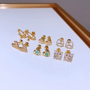 Orecchini a perno a cuore in zircone ultra-lucido e raffinato, in acciaio inossidabile con chiusura a vite, gioielli per piercing che non necessitano di essere rimossi per dormire - Product Image 3