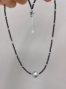 <span class=keywords><strong>Collier</strong></span> tendance pour femme Lucy Jewelry, perles de spinelle naturelle et perles de <span class=keywords><strong>Tahiti</strong></span> en or 18 carats, qualité AAAAA, 10-11 mm, chaîne à maillons - Product Image 3