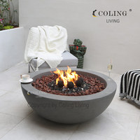 P007 Ensemble de jardin moderne de luxe Table de foyer au gaz propane autoportante pour l'extérieur avec brûleurs naturels pour villas