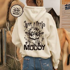 Sweat à capuche en molleton de coton surdimensionné sans cordon, à épaules tombantes, personnalisé avec logo de fabricant, streetwear, pour femmes - Product Image 1