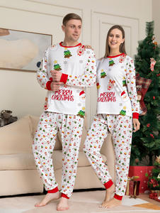 New Polyester Women Men Home Dress Kid Baby Sleepwear Santa Cartoon Allover Print Family <strong>Pet</strong> Christmas Pajamas Outfit - Product Image 2