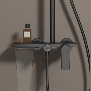 Grifo de <span class=keywords><strong>Ducha</strong></span> Moderno de Latón Redondo para Montar en la Pared, <span class=keywords><strong>Mezclador</strong></span> de 3 Funciones, <span class=keywords><strong>Agua</strong></span> Fría <span class=keywords><strong>y</strong></span> Caliente, <span class=keywords><strong>Ducha</strong></span> de Lluvia para Baño - Product Image 2