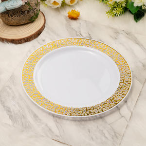 Plaques de présentation rondes en plastique PS de luxe dorées <span class=keywords><strong>avec</strong></span> bordure évidée à motif personnalisé et jantes sculptées pour mariage - Product Image 6