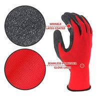 Gants de travail personnalisés, usage industriel, doublure en polyester rouge, revêtement en latex noir, gants de sécurité pour le travail