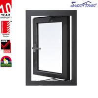 Ventana Americana NFRC TITL 24 con Rotura de Puente Térmico, Panel de Vidrio Grande, Ventana Abatible de Aluminio, Combinación de Ventana Abatible Doble