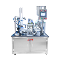 Machine de remplissage, scellage et bouchage rotative à double tête pour yaourt, beurre, sauce, confiture et liquides, pour gobelets en PE, PP, PET