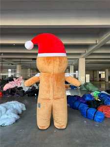 Costume de mascotte gonflable géant de 2,2 m à 2,6 m pour adulte unisexe, motif bonhomme en pain d'épices amusant, personnage de dessin animé, OEM pour Noël - Product Image 2