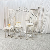 Fournitures de mariage, support de toile de fond, arche en métal argenté, ensemble de toile de fond pour la décoration de fête de mariage