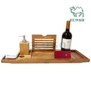 Bathroom Luxury Black <b>White</b> Natural Wood Bamboo Bathtub Caddy Expandable <b>Bath</b> <b>Tray</b> With Extending Side - Product Image 4