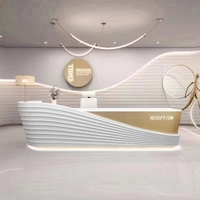 Comptoir avant à DEL moderne et solide sur mesure Caissier pour salon d'hôtel Bureau de réception en bois blanc avec comptoir à vendre