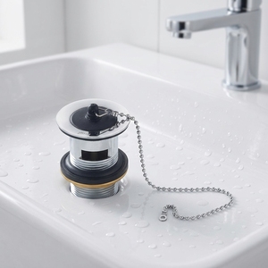 Bouchon de vidange <span class=keywords><strong>en</strong></span> acier inoxydable 304 avec trou de trop-plein pour lavabo de salle de bain, vente <span class=keywords><strong>en</strong></span> gros d'usine, inclut bouchon et bande de fixation - Product Image 6