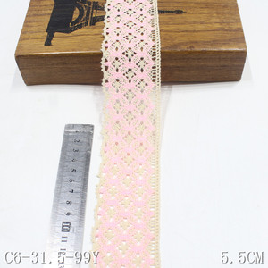 Ribete de Encaje de Algodón <span class=keywords><strong>Cluny</strong></span> 100% Bicolor de 5cm de Ancho, Color Rosa, Bordado, para Accesorios de Ropa - Product Image 6