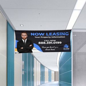 Pancarta de Marketing Inmobiliario Personalizada, Lona de Vinilo Impermeable de 13 oz, Pancarta Personalizada para Agentes Inmobiliarios con Ojales Metálicos - Product Image 1