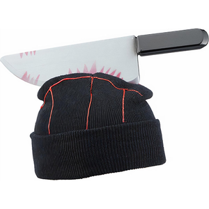 Cappello di Halloween con coltello che attraversa la testa, berretto sanguinante, copricapo spaventoso per costume horror, accessori divertenti per feste zombie e scherzi - Product Image 5