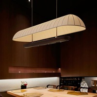 Lustre moderne en tissu de soie linéaire, luminaire suspendu en métal bronze sur mesure pour hall d'hôtel, bar, réception, bureau, librairie