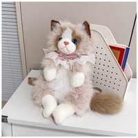 Nouvelle Peluche Chat Réaliste Qui Moaie, Sac de Transport pour Chat Ragdoll, Poupée en Peluche Réconfortante, Cadeau en Peluche, Accessoire de Sac en Forme d'Animal en Peluche