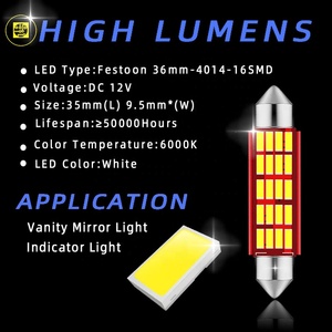 Shelly — éclairage Led forme de dôme pour intérieur de voiture, lampe blanche pour assiette automobile, Canbus de voitures, 31mm 36mm 39mm 41mm 4014 12SMD <span class=keywords><strong>C5W</strong></span>, 12V - Product Image 2