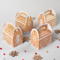 Boîte cadeau de Noël pliable à main avec impression de gribouillis colorés pour bonbons, friandises, emballage de faveurs de fête de Noël