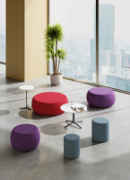 Pouf cylindrique rembourré moderne multi-tailles pour hall d'exposition et mobilier commercial de salle d'attente