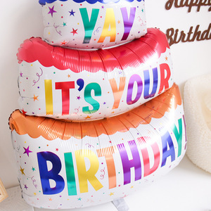 Achetez des ballons en aluminium HLC Triple Cake pour la décoration de fête d'anniversaire, bougies colorées, ballons gonflables pour fête d'anniversaire - Product Image 5