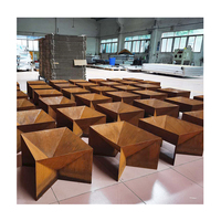 Table de barbecue en acier corten sur mesure, grande table de foyer en acier corten, décoration de jardin