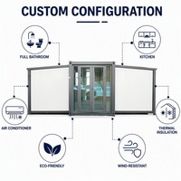 Maison préfabriquée extensible à double aile de 40 pieds, assemblage rapide, maison pliable pour l'hébergement temporaire en station balnéaire, directement de l'usine, AU US EU