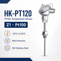 HK-PT120 Pt100 RTD Temperature Sensor Armored 304 Stainless Steel Probe IP65 for Industrial Liquid and Gas Measurement