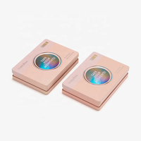 Boîte en fer blanc rectangulaire rose holographique personnalisée OEM avec couvercle amovible pour cosmétiques et maquillage, emballage cadeau, vente en gros d'usine, faible MOQ