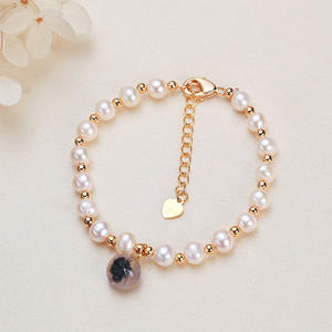Bracelet de perles d'eau douce en forme de cœur de sucre pour fille, pendentif Xiaolongbao, bijoux charmants - Product Image 4