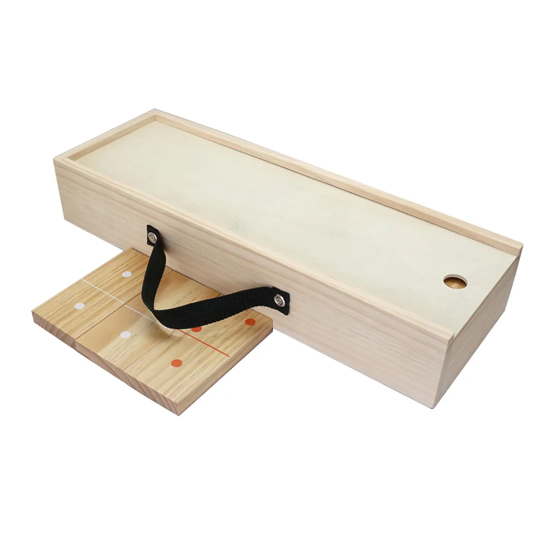 लकड़ी का डोमिनोज़ सेट डबल 6 विशाल डोमिनोज़ गेम सेट 6 इंच आउटडोर बीच लॉन ब्लैकयार्ड खेलने के लिए लकड़ी के बॉक्स के साथ
