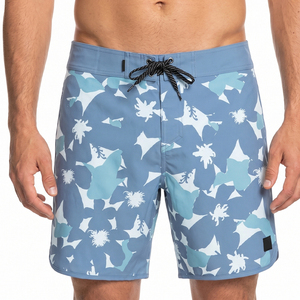 Custom Quick Dry Men's Swim Trunks High-End Pattern Beach Board Shorts Breathable Athletic Swimming Shorts With Drawstring Mesh