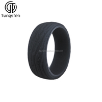 Bague de mariage tendance en silicone de 8,7 mm avec texture écorce pour homme/unisexe, bijoux de sport, logo personnalisable