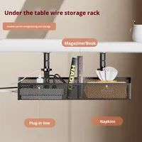 Support de rangement de bureau à domicile sans perçage organisateur de câbles sous le bureau avec support suspendu en maille métallique pour faisceau de fils de prise de salon