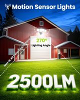 Lampu Sensor Gerak Tenaga Surya Magnetik 231LED Baru untuk Luar Ruangan 2500LM 3 Kepala Lampu Keamanan Tenaga Surya dengan Tampilan Baterai Digital