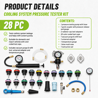 Kit de test de pression du système de refroidissement 28 pièces, purge et remplissage sous vide, testeur de fuite de radiateur 0-35 PSI pour réparation automobile