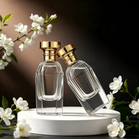 Bouteille de parfum cylindrique en verre transparent de 30/50 ml, sérigraphiée, flacon pulvérisateur vide pour cosmétiques, vente en gros