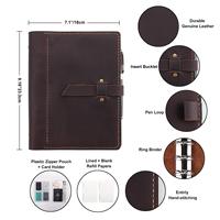 Carnet de voyage en cuir vintage marron A5 à fermeture éclair 23.5x18cm avec 100 pages intérieures rechargeables cadeau